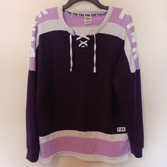 PINK long sleeve lace up T-shirt. - Picture 2 of 7